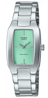 Groene wijzerplaat rechthoekig stalen dameshorloge | LTP-1165PA-3CEF