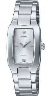 Casio dames rechthoekig horloge zilver art deco stijl | LTP-1165PA-7C2EF