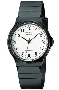 Witte wijzerplaat analoog horloge met zwarte hars kast | MQ-24-7BLLEG
