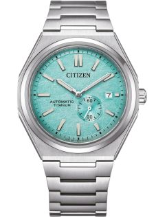 Citizen Automatic titanium herenhorloge met mintgroene wijzerplaat en mechanisch uurwerk | NJ0180-80M