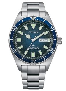 Citizen Promaster automatisch duikhorloge met blauwe wijzerplaat en stalen band | NY0129-58L