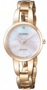 Citizen elegant dameshorloge met Eco-Drive en parelmoer wijzerplaat in rosé PVD | EM0433-87D