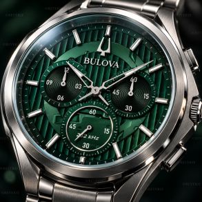 Bulova CURV chronograaf herenhorloge met groene wijzerplaat en hoog-precisie uurwerk | 96A297