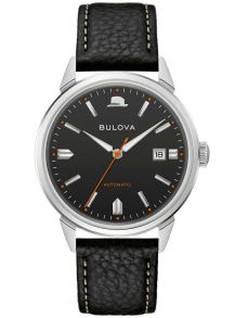 Bulova Frank Sinatra Summer Wind automatisch horloge met zwarte wijzerplaat en leren band | 96B381