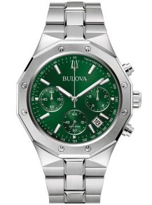 Sportief herenhorloge van Bulova met chronograaf en groene wijzerplaat in roestvrij staal - Classic Collection | 96B409