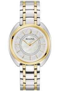 Exclusieve dameshorloge van Bulova met diamanten, parelmoer wijzerplaat en verwisselbare banden | 98X134