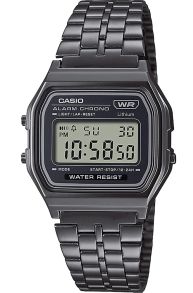 Digitale grijze Casio horloge met zwart chroom stalen mesh band | A158WETB-1AEF