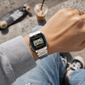 Retro digitaal horloge van roestvrij staal | A163WA-1QES