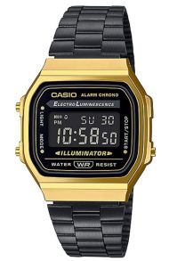 Retro zwart & goud digitaal horloge | A168WEGB-1BEF