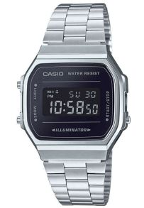 Klassiek digitaal Casio horloge met LED-licht en stalen band | A168WEM-1EF