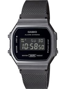 Zwart digitaal mesh horloge Casio met Retro LED-achtergrondverlichting | A168WEMB-1BEF