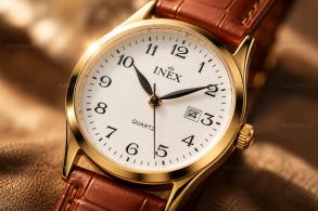 Inex Ladies Golden White Brown Leather 30mm