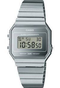 Casio vintage slank digitaal horloge in zilver chroom | A700WEV-7AEF