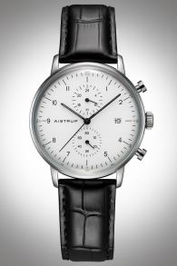 Aistrup AIW8601 Classic Infinity Chronograph herenhorloge met witte wijzerplaat en leren band | AIW8601