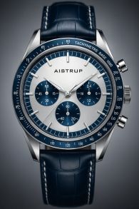 Aistrup AIW8705 Classic Sapphire Chronograph herenhorloge met panda wijzerplaat en blauwe details | AIW8705