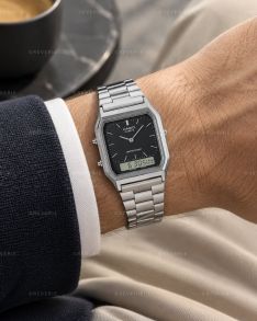 Dubbel display vintage horloge in slank ontwerp | AQ-230A-1DMQYES
