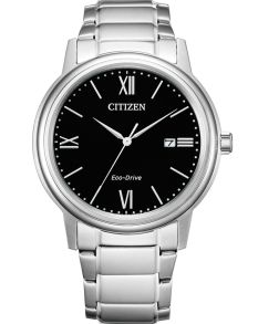 Citizen Eco-Drive herenhorloge met zwarte wijzerplaat en Romeinse cijfers | AW1670-82E