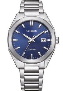 Citizen Eco-Drive herenhorloge in staal | 38mm slank ontwerp met blauwe zonnestraal wijzerplaat | BM7620-83L