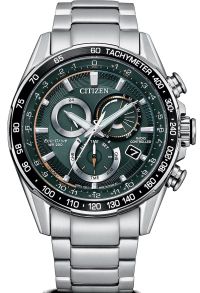 Citizen Eco-Drive radio-gestuurde herenhorloge met groene wijzerplaat | Chronograaf en tachymeter | CB5914-89X