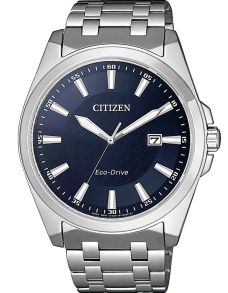 Citizen klassiek herenhorloge met Eco-Drive en blauwe wijzerplaat in roestvrij staal | BM7108-81L