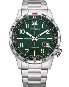 Citizen Eco-Drive herenhorloge met groene wijzerplaat en kompasring | BM7551-84X