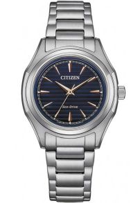 Citizen dameshorloge met Eco-Drive en blauwe wijzerplaat in roestvrij staal | FE2110-81L