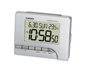 Digitale wekker met thermometer en kalender - zilver/grijs | DQ-747-8EF