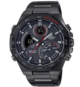 Edifice Racing Black horloge zonne-energie Bluetooth snelheidstimer | ECB-950DC-1AEF