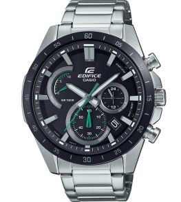 Groene accent chronograaf Edifice zwart ion-geplateerd sporthorloge met stalen kast | EFR-573DB-1AVUEF