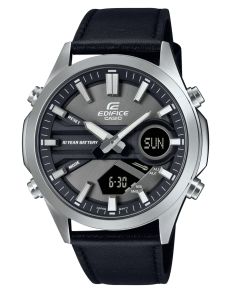 Casio Edifice wereldtijd horloge met Telememo en leren band | EFV-C120L-8AEF