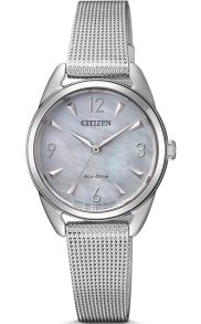 Citizen Eco-Drive dameshorloge met parelmoeren wijzerplaat en meshband | EM0681-85