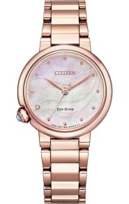 Citizen elegante dameshorloge met Eco-Drive en diamant in rosé PVD | EM0912-84Y