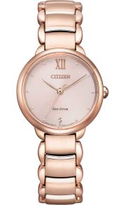 Citizen Eco-Drive dameshorloge in rosé met diamant, Romeinse cijfers en saffierkristal | EM0922-81X