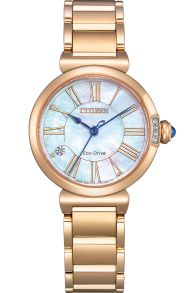 Citizen elegant dameshorloge met Eco-Drive en parelmoer wijzerplaat in rosé PVD | EM1063-89D