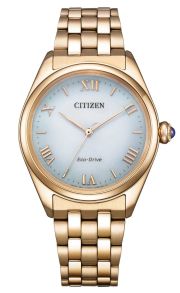 Citizen Eco-Drive dames horloge met lichtgroene wijzerplaat en rosegoudkleurige stalen band | EM1143-81X