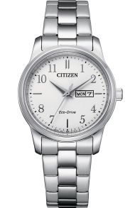 Citizen Eco-Drive dameshorloge met klassieke witte wijzerplaat | EW3260-84A