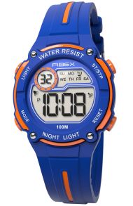 Multifunctioneel zwemhorloge voor jongens blauw-oranje | FIBEX76IP004
