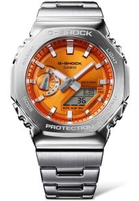 Oranje wijzerplaat metalen G-SHOCK met roestvrij staal en 200M waterbestendigheid | GM-2110D-4AER