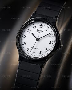Witte wijzerplaat analoog horloge met zwarte hars kast | MQ-24-7BLLEG