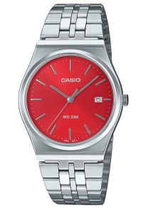 Casio rode wijzerplaat klassiek ultra-slank stalen horloge | MTP-B145D-4A2VEF