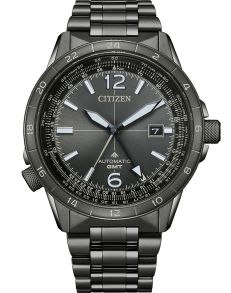 Citizen Promaster automatische GMT pilotenhorloge in zwart staal met dual time en vliegfuncties | NB6045-51H