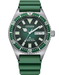 Citizen Promaster automatisch duikhorloge met groene wijzerplaat en rubberen band | NY0121-09X