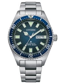 Citizen Promaster automatisch duikhorloge met blauwe wijzerplaat en stalen band | NY0129-58L