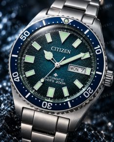 Citizen Promaster automatisch duikhorloge met blauwe wijzerplaat en stalen band | NY0129-58L
