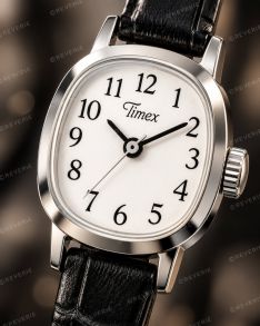 Timex Ladies White Dial Black Leather Mini 17mm