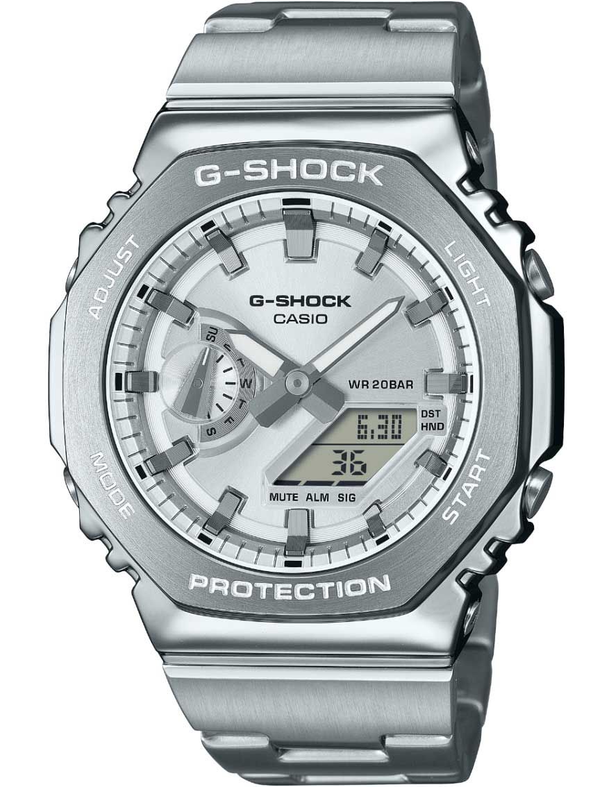 Premium zilveren G-Shock | Hand shift technology en slank metalen