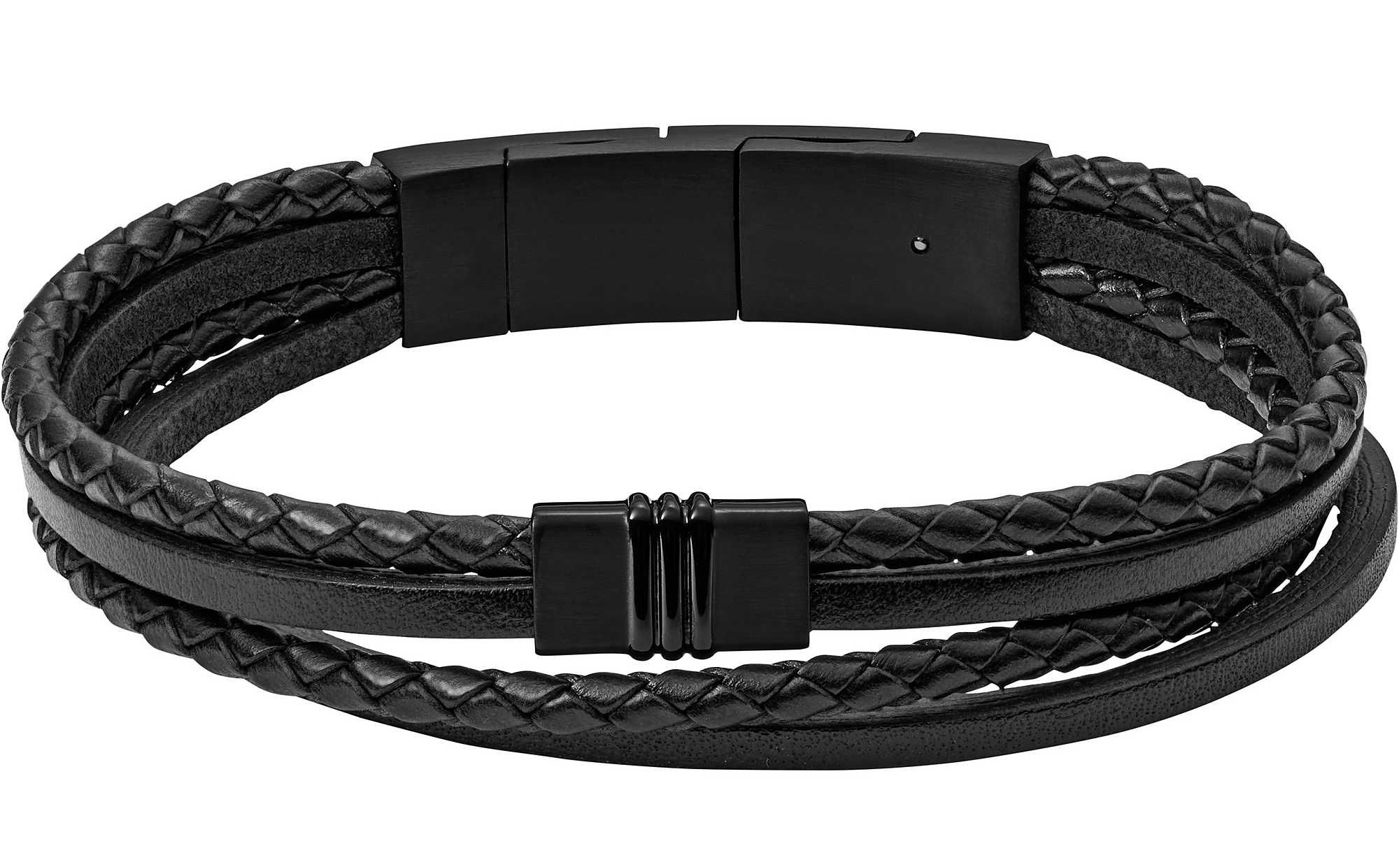Fossil Multi-Strand Black Leather Bracelet JF03098001