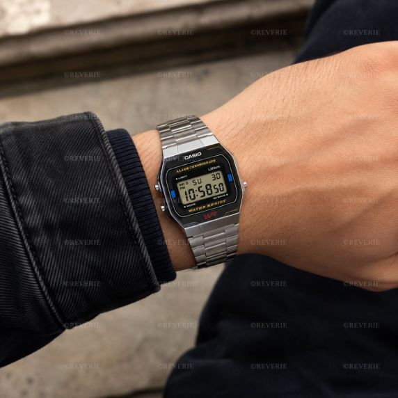 Retro digitaal horloge van roestvrij staal | A163WA-1QES
