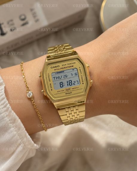 Goudkleurige smart digitale horloge met stappenteller en Bluetooth | ABL-100WEG-9AEF