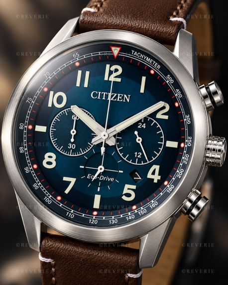 Citizen Eco-Drive herenhorloge met chronograaf en leren band | CA4420-13L